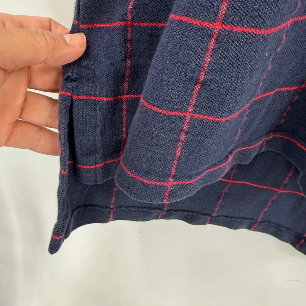 Polo by Ralph Lauren‎ Men's Navy Red Plaid Classic Fit Polo Shirt Size L